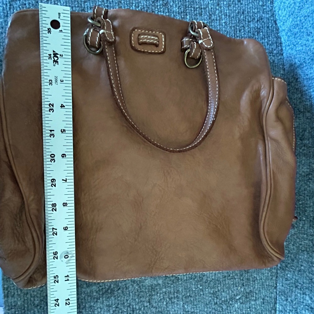 Costanza Rota Brown Leather Tote Bag Made in Italy Triple Compartment Cognac - Picture 12 of 12